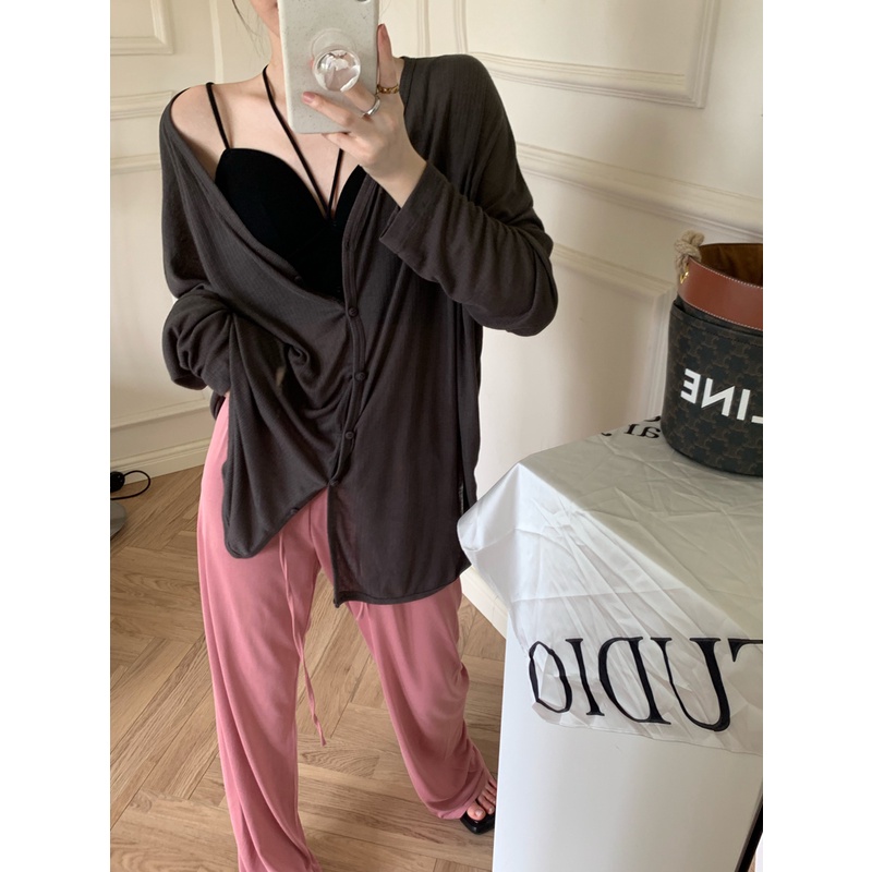 Cocory vn Cocory vn Set Áo Cardigan Dài Tay + Áo Hai Dây Thời Trang Dành Cho Nữ