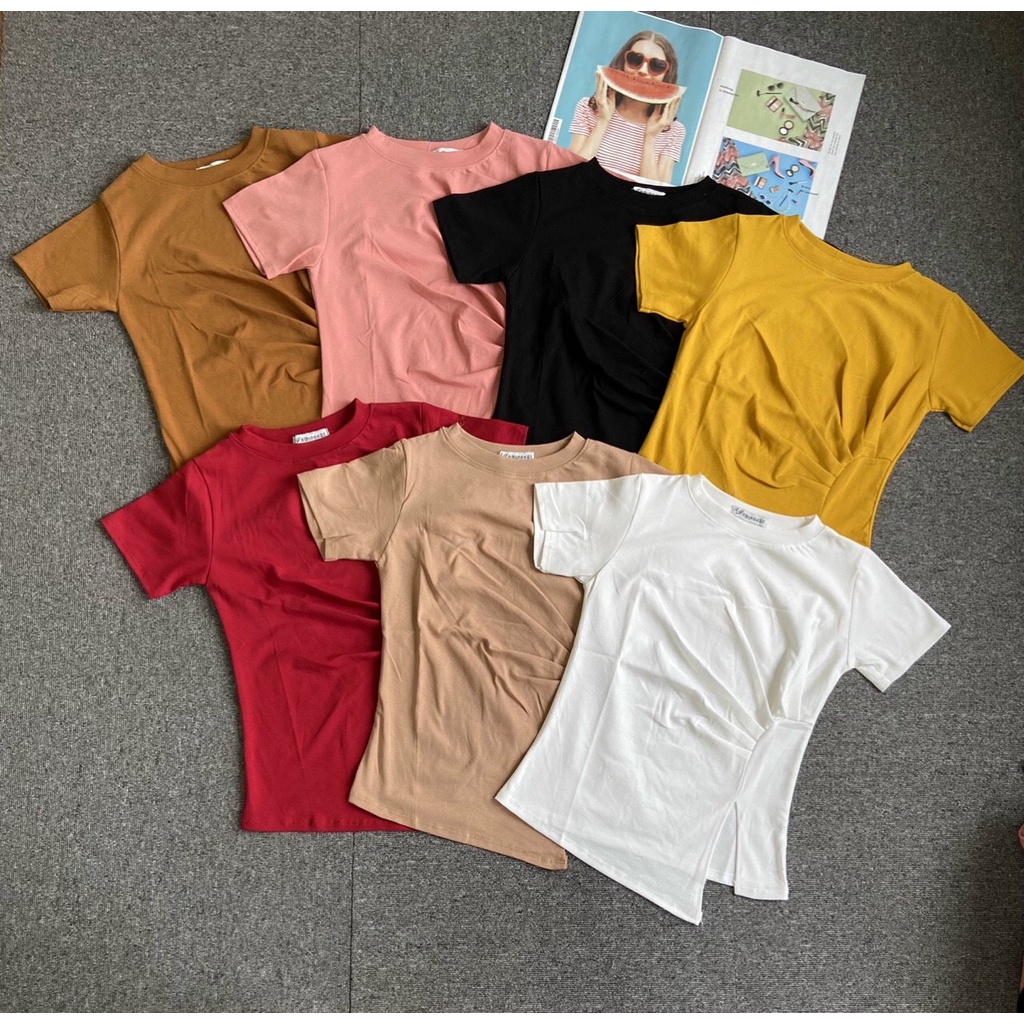 Áo thun cộc tay xẻ cạnh