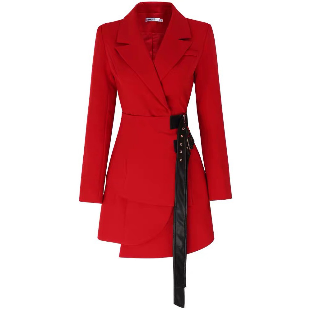 VÁY VEST ĐỎ VỚI CHI TIẾT DÂY BELT THẮT EO (V0878)