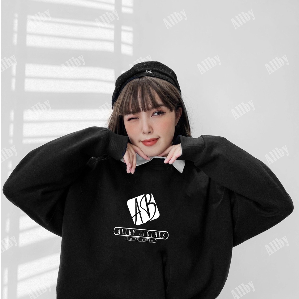 Áo sweater nam nữ unisex phom rộng nỉ da cá Allby Logo , áo khoác nỉ nam nữ in hình local brand | BigBuy360 - bigbuy360.vn