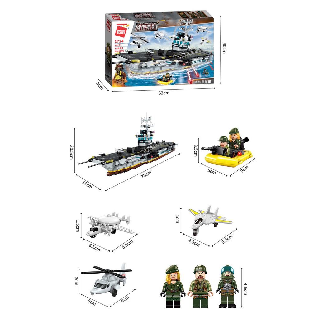 Đồ chơi lắp ráp Thuyền Chiến hạm Sân bay 1724 - Tàu Thủy hạng nặng - Enlighten WarShip 1724