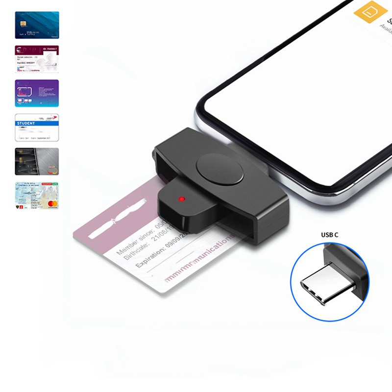 2PCS USB C Card Reader Smart Card Reader ID/Bank/SIM CAC Adapter Reader Portable Card Reader