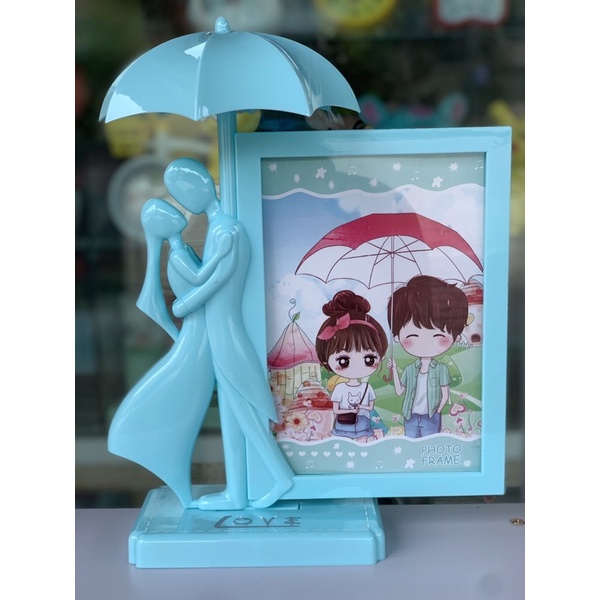Khung ảnh để bàn dễ thương trang trí phòng hình cặp đôi che ô