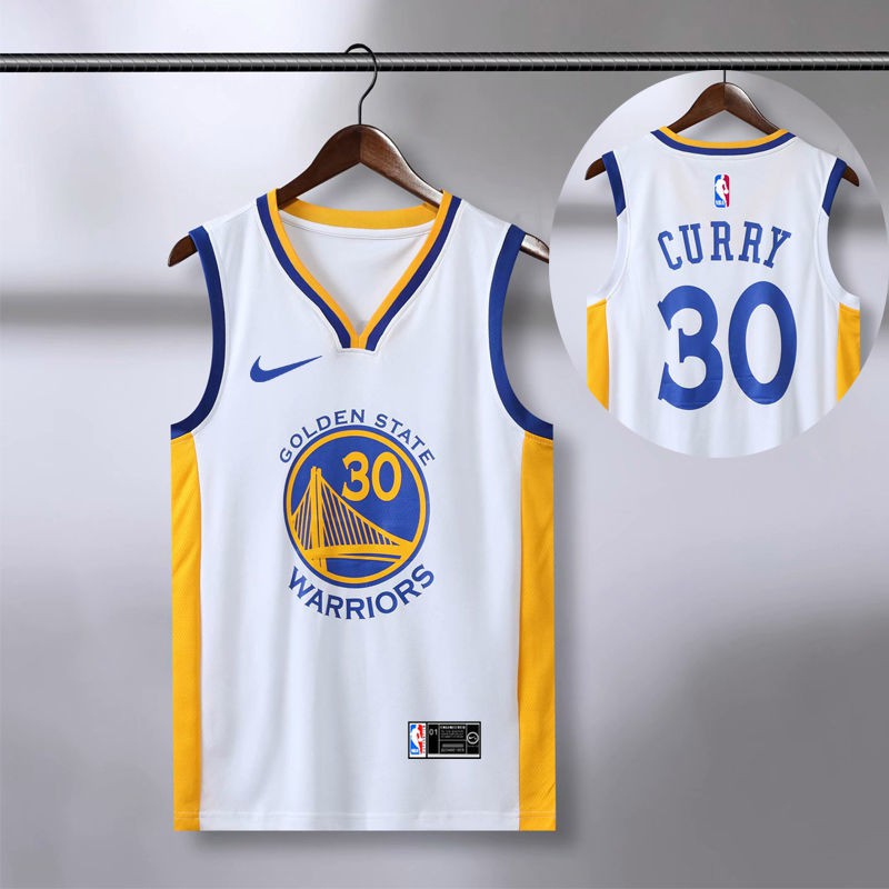 ﹊❧Bộ đồng phục bóng rổ NBa Warriors Curry số 30 màu xanh lam và áo thi đấu trắng nam nữ tùy chỉnh đội tuyển