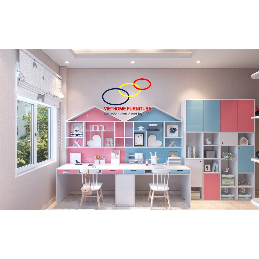 Giường tầng có cầu trượt dành cho bé gái đẹp nhất hiện nay - Nội thất Viethome bảo hành & bảo trì sản phẩm 6 năm