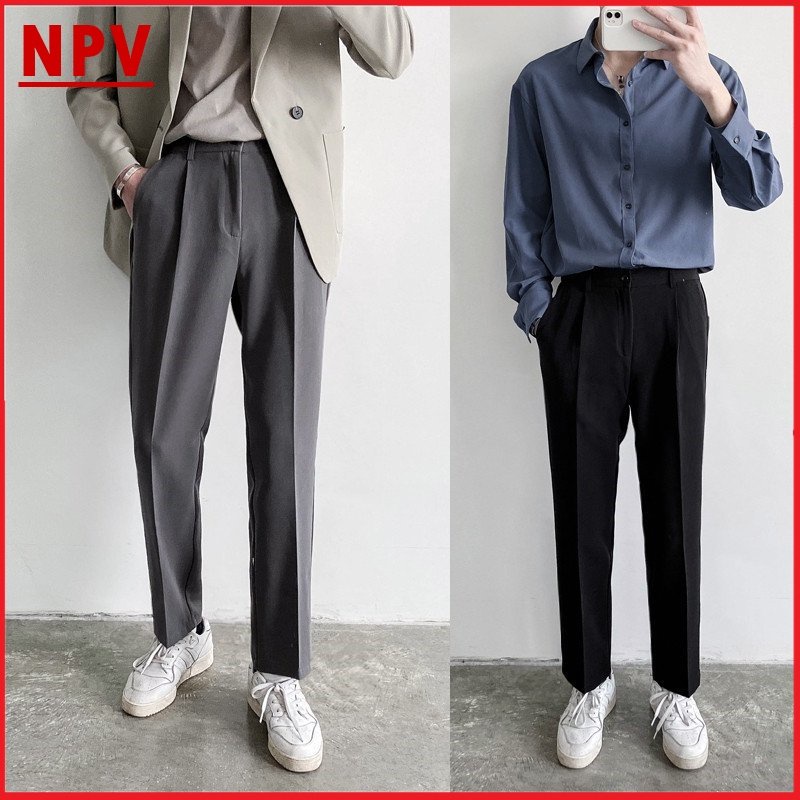 Quần âu nam NPV vải lụa hàn co giãn,Quần baggy nam ống rộng không nhăn không xù loại tây âu Premium thời trang