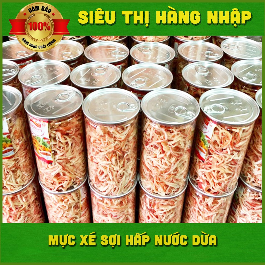 [Hàng loại 1] Khô mực xé sợi hấp nước dừa 300g, đồ ăn vặt mực khô, mực rim