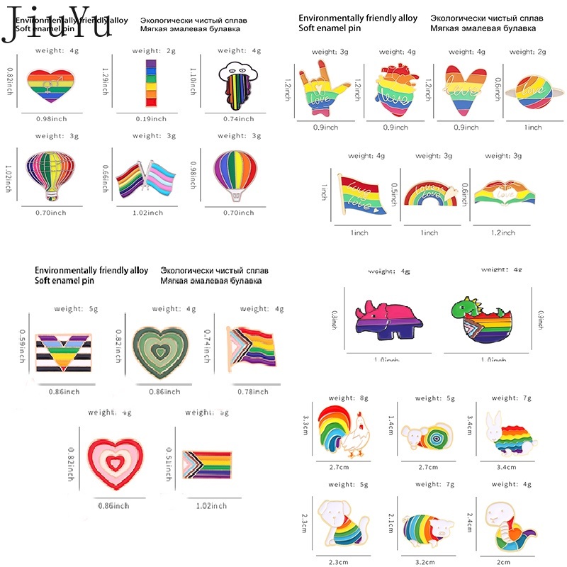 Huy Hiệu Cài Áo Tráng Men Họa Tiết Hoạt Hình Cầu Vồng/Khủng Long/Cầu Vồng LGBT