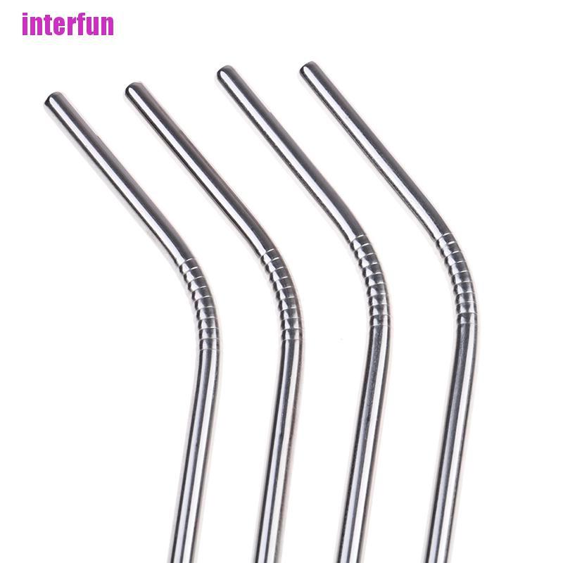 Bộ 4 Dụng Cụ Uống Nước Bằng Thép Không Gỉ Kèm 1 Dụng Cụ Vệ Sinh