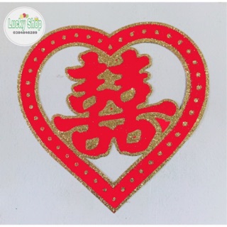 Sỉ 100 chữ hỷ trái tim dán xe cưới