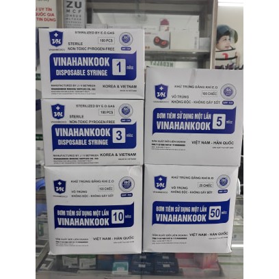 BƠM TIÊM DÙNG 1 LẦN VINAHAKOOK HỘP 100 CÂY ( CÁC LOẠI)