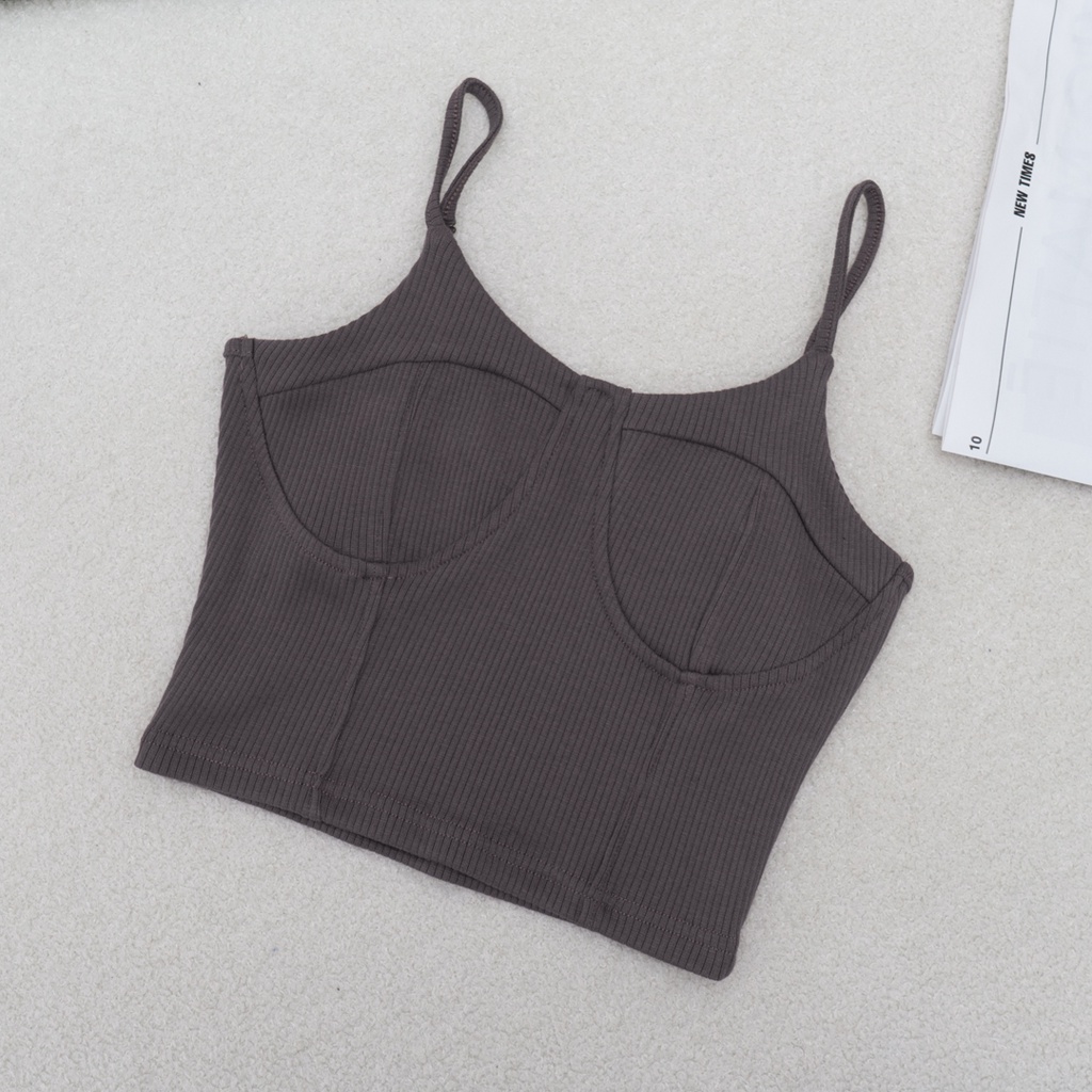 Áo 2 dây thun nữ cúp ngực thời trang GAGO màu xám tro GA4056