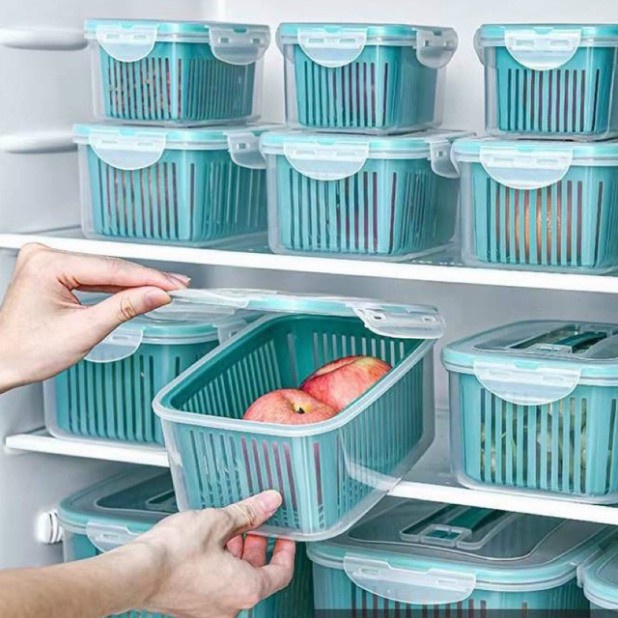 Hộp đựng thực phẩm an toàn, Bộ set 5 rổ hôp đựng đồ tủ lạnh đa năng thông minh cao cấp.