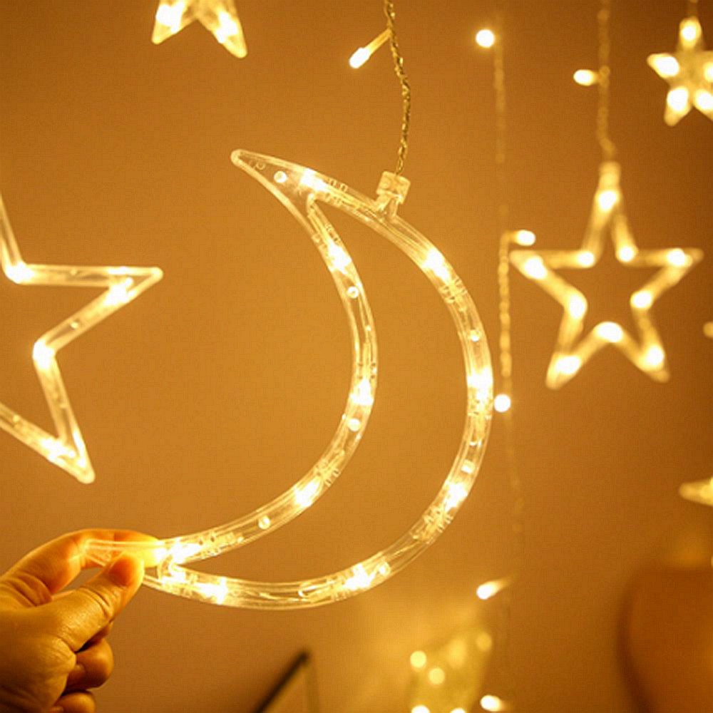 Dây Đèn Led Hình Mặt Trăng Và Ngôi Sao Trang Trí Phong Cách Hồi Giáo