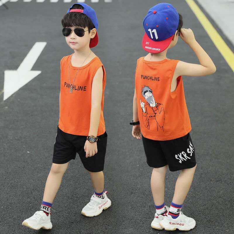 Set quần đùi & áo sát nách cotton in hoạ tiết dành cho bé trai (N00742)