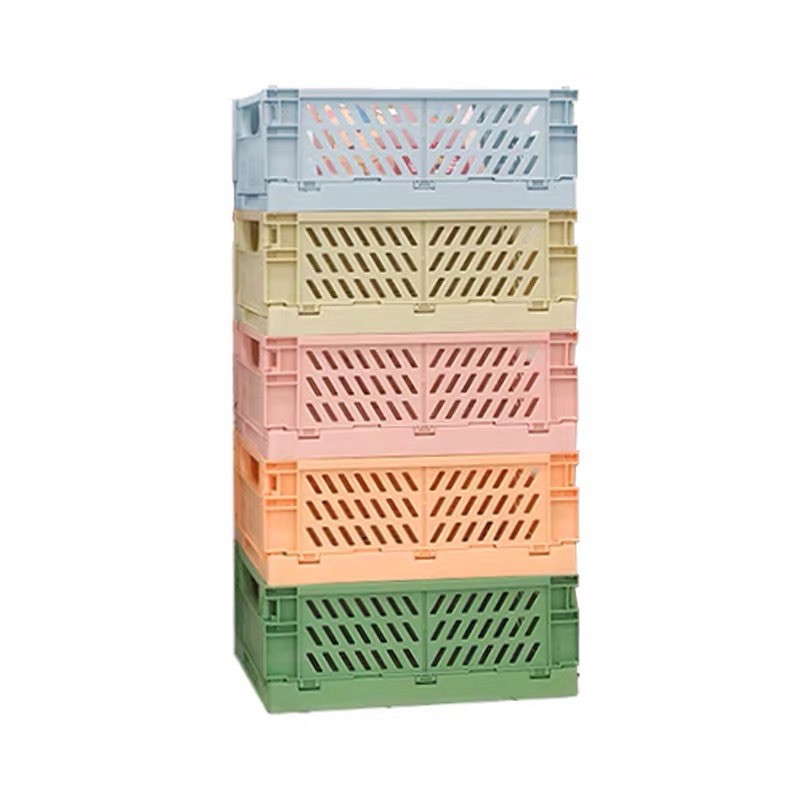 Giỏ đựng đồ, rổ nhựa gấp gọn tiện dụng kích thước 25,3x16,5x10cm màu sắc xinh xắn, phong cách Hàn Quốc