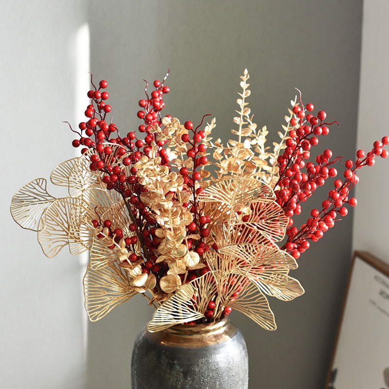 Cành lá rẻ quạt, đuôi công, đào đông, táo đồng Phụ kiện trang trí Tết Đồ trang trí tháp bánh - Andy Shop