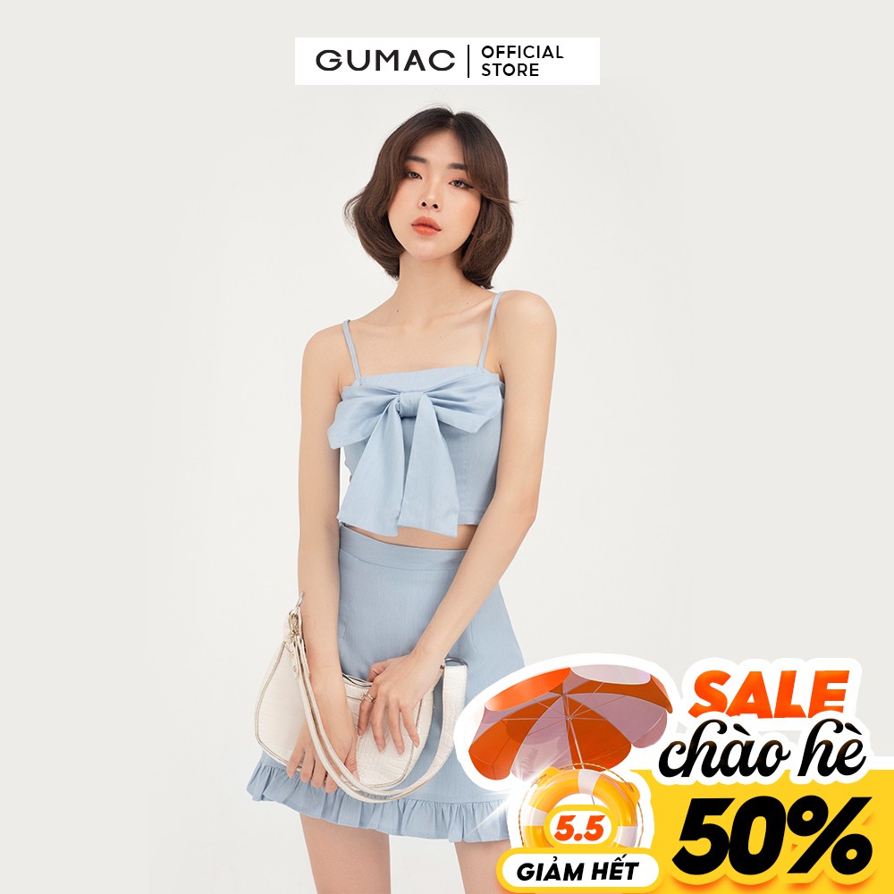 [Mã WABRGM11 giảm 10% đơn 250K] Chân váy nữ phối bèo GUMAC dáng chữ A năng động, trẻ trung VB418