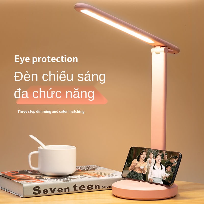 Đèn bàn LED bảo vệ mắt ánh sáng học tập cô gái trái tim ngủ sinh viên ký túc xá có thể sạc lại được đọc sách đầu giường