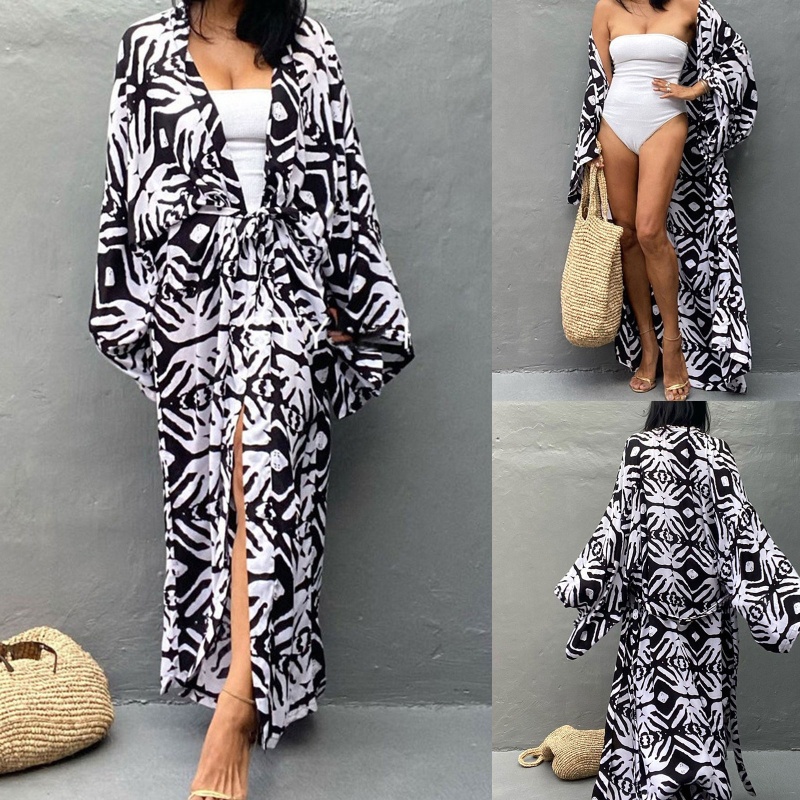 Brroa Áo Khoác Kimono Đi Biển Họa Tiết Hoa Thời Trang Mùa Hè Cho Nữ