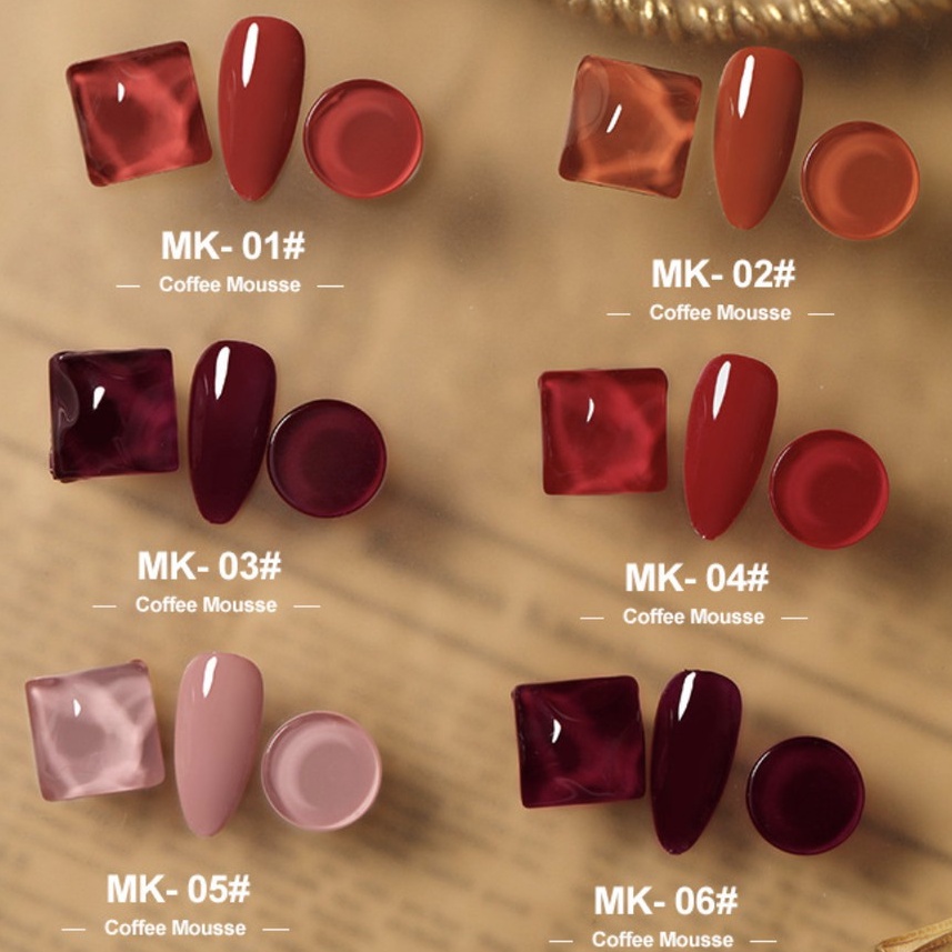 Sơn gel AS Sơn móng tay gel sử dụng máy hơ gel sơn nail tone màu gạch non đỏ đô đất sét phụ kiện nail VUA SƠN AS mã MK 1