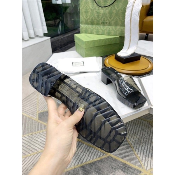 Guốc gc nhựa thơm mica quai ngang gót trụ fullbox
