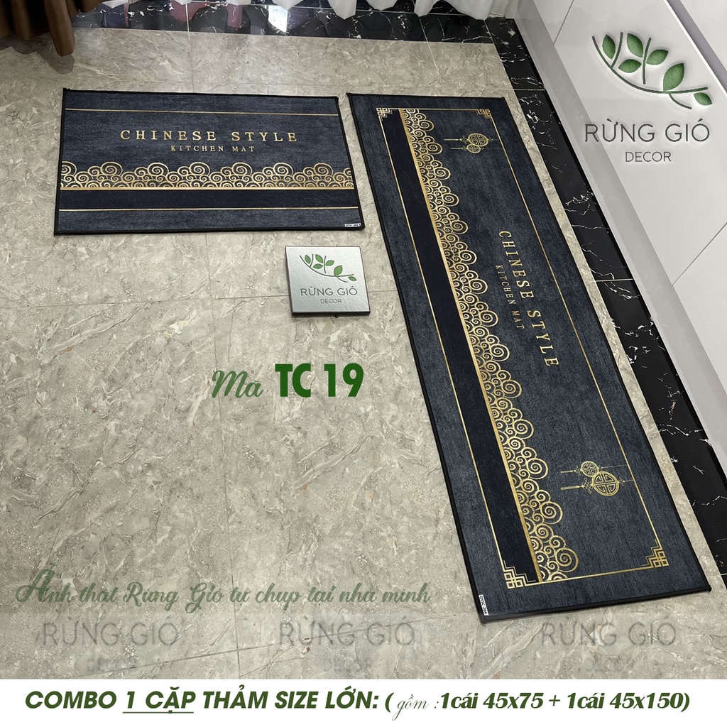 THẢM NHÀ BẾP DẠ ÉP 1 Cặp Size To (45*75+45*150cm) THẤM HÚT NƯỚC, CHỐNG TRƠN TRƯỢT, GIÁ BÁN CHO 1 CẶP THẢM