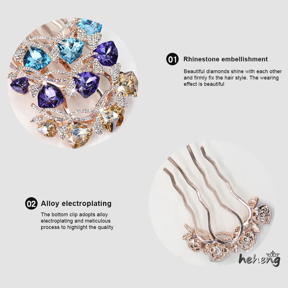 1 Lược Cài Tóc Đính Đá Hình Hoa Sang Trọng Thanh Lịch Cho Nữ