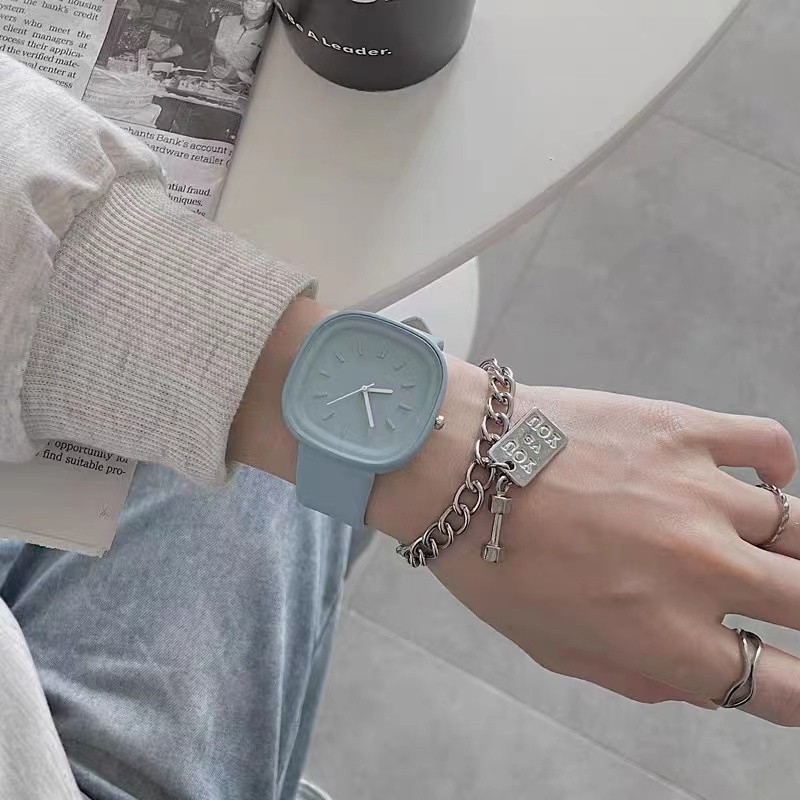 Đồng Hồ Đeo Tay Mặt Vuông Màu Macaron Phong Cách Hàn Quốc Dễ Phối Đồ Thời Trang Mùa Hè Cho Học Sinh Nữ