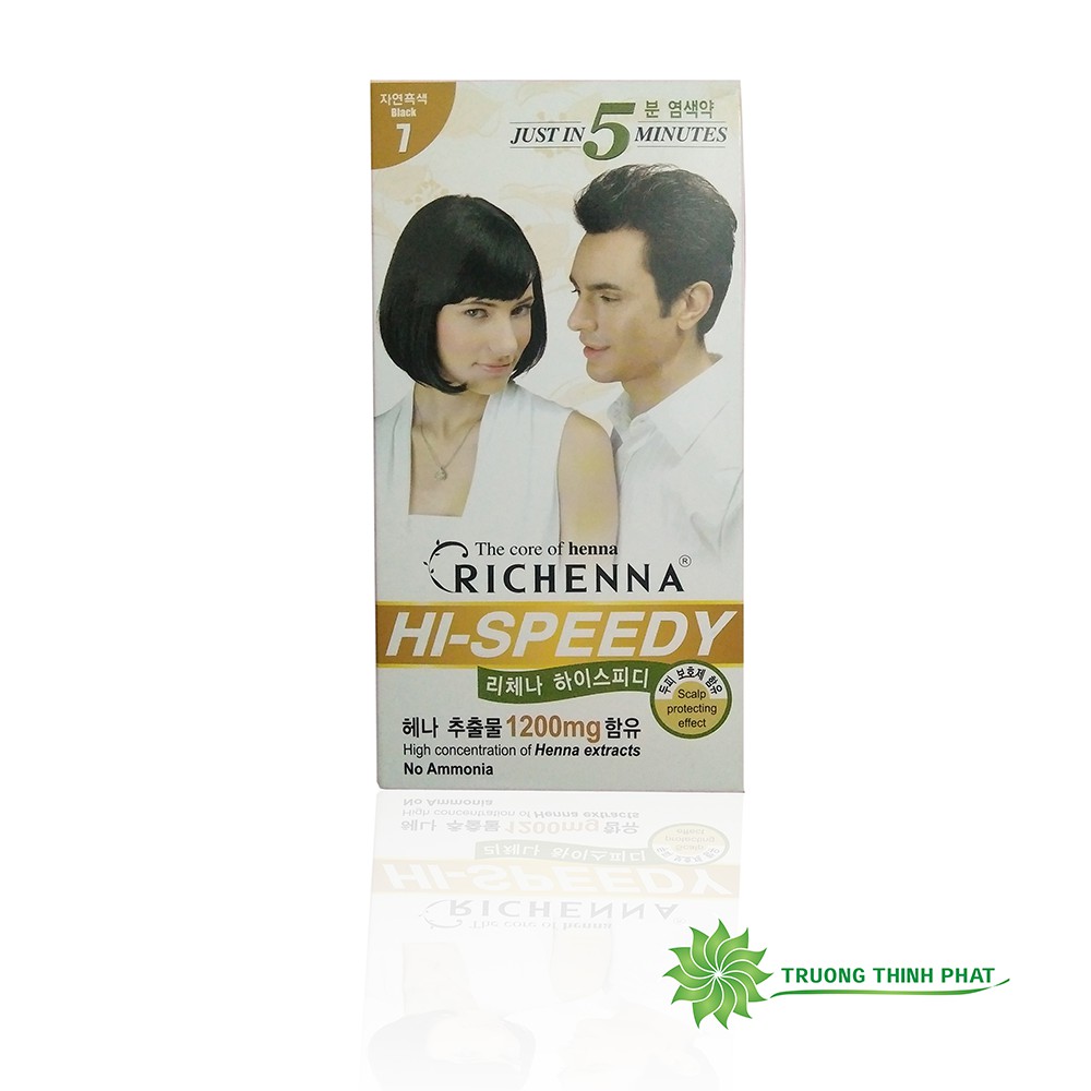 Nhuộm tóc phủ bạc thảo dược Richenna Hi-Speedy 60/60g (6 màu lựa chọn)