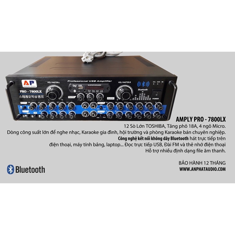 AMPLY KARAOKE BLUETOOTH 5.0 HIỆU AP AUDIO DIGITAL MODEL  PRO-7800LX VÀ 8800LX. THIẾT KẾ HIỆN ĐẠI 2022