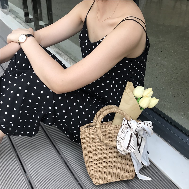 Labonia-Túi cói đựng đồ thiết kế quai cầm tròn tiện dụng