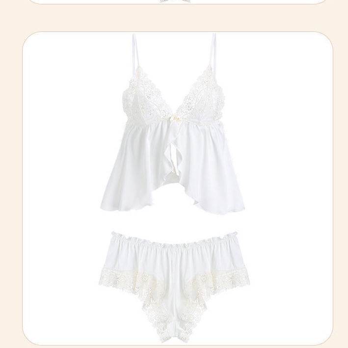 Bộ đồ ngủ hai mảnh vải lụa băng dễ thương thời trang mùa hè cho nữ