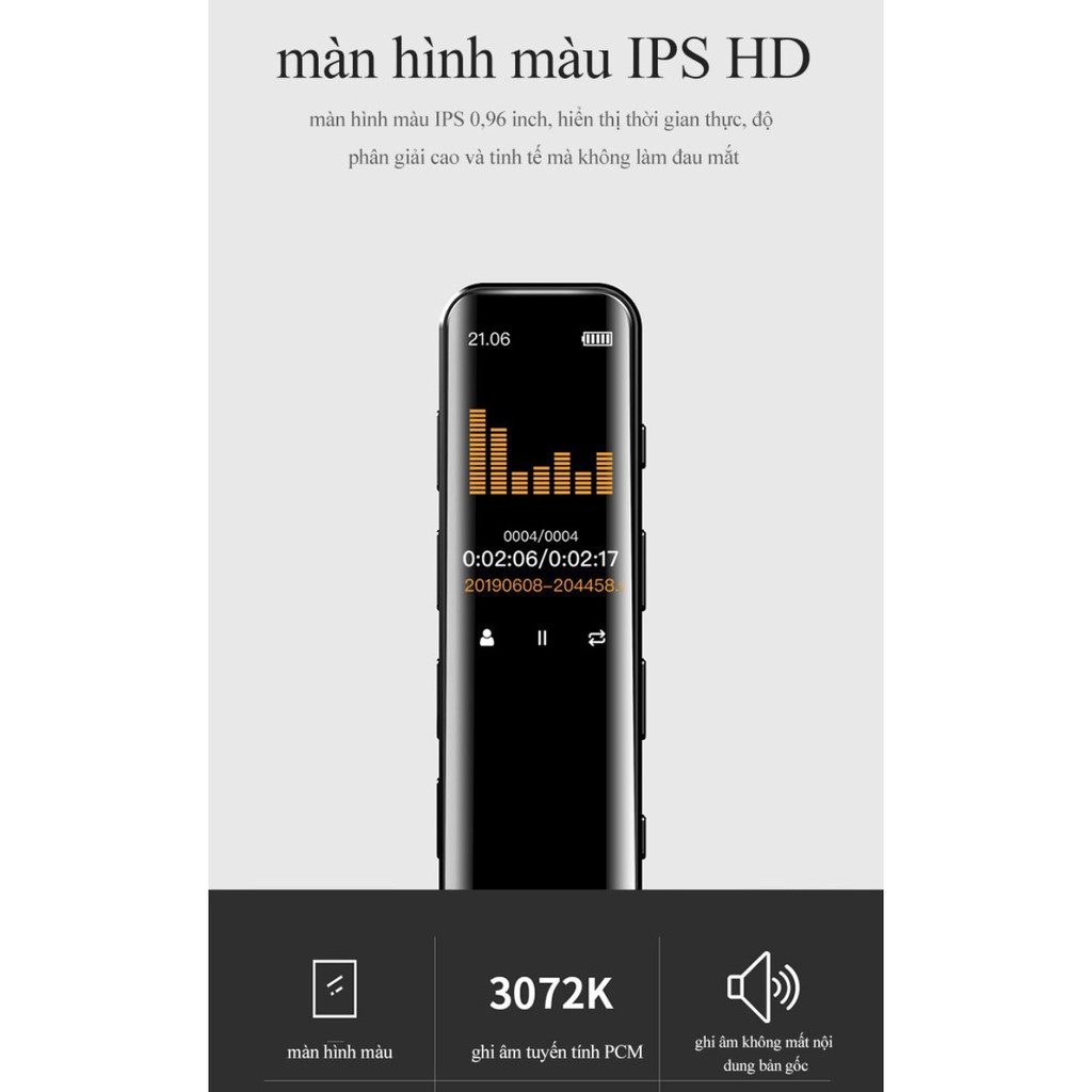 Máy ghi âm giảm nhiễu màn hình IPS HD cao cấp | BigBuy360 - bigbuy360.vn