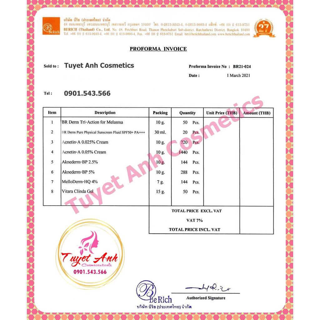 [Auth-Thailand] Tretinoin 0.025% - 0.05%, Kem dưỡng giảm mụn, chống lão hóa, đẹp da