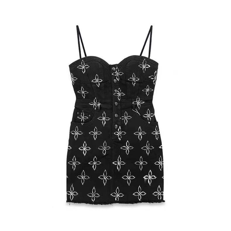 Áo khoác denim dáng rộng in hình hoa chéo thời trang xuân hè Smfkcompass22 CG004B