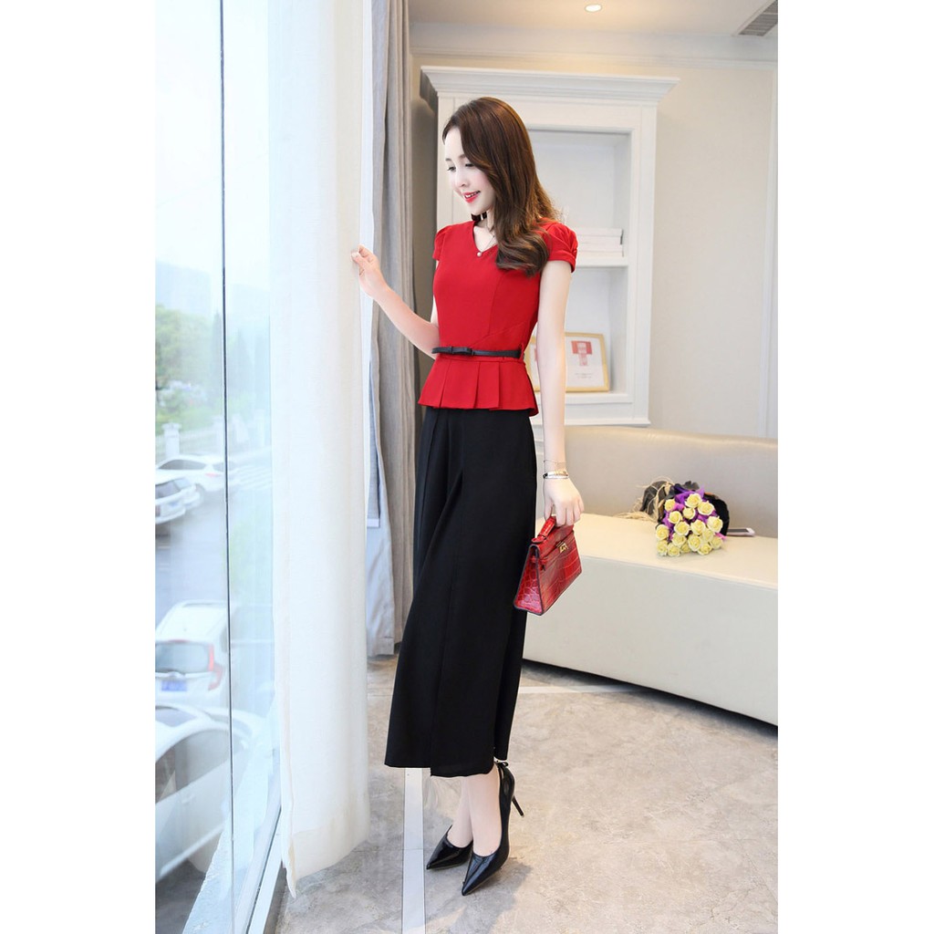 [GIÁ CỰC SỐC] SET ÁO CỔ TIM QUẦN 2 TÀ KÈM BELT S341