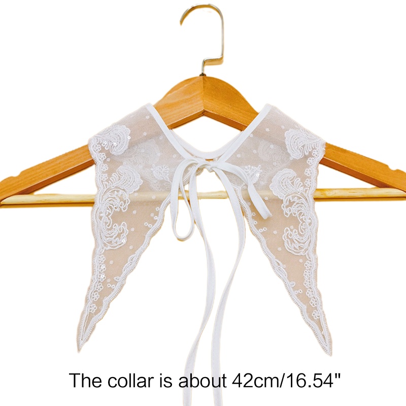 Khăn Choàng Cổ Ren Đính Kim Sa Hình Tam Giác Có Thể Tháo Rời Cho Nữ