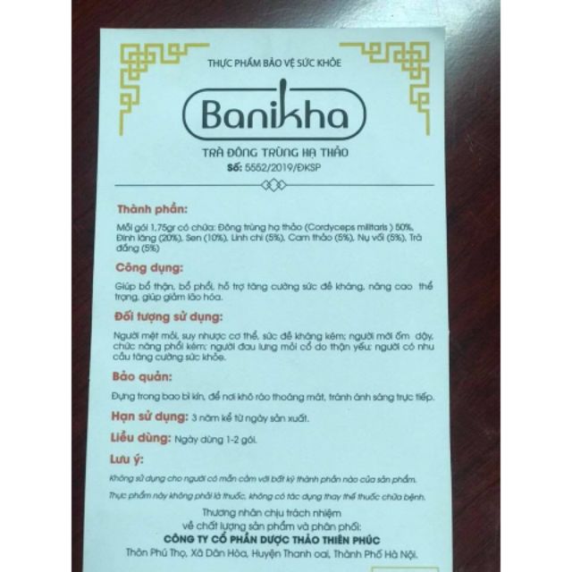Đông trùng hạ thảo Banikha Thiên Phúc dạng viên nang