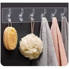 Chuyên sỉ lẻ Thanh Móc Treo Cường lực treo quần áo Siêu Dính Dán Tường loại 6 móc