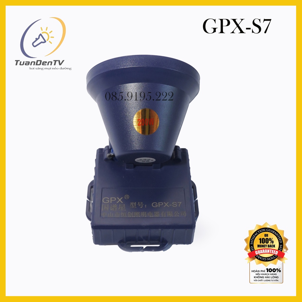 Đèn Đội Đầu Siêu Sáng GPX-S7 200W Chiếu Sáng Liên Tục 10H