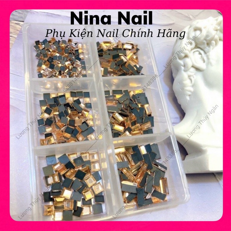 Khay Đá Chân Keo Chữ Nhật Gắn Móng Mix 6 Size