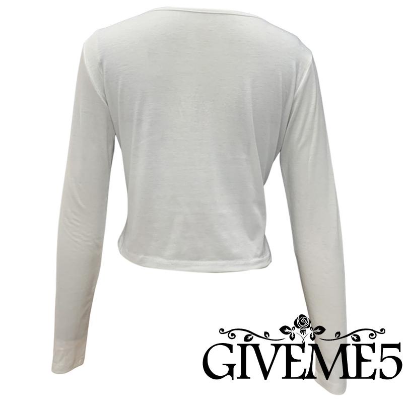 Áo thun nữ tay dài in hình trái tim đính đá thời trang