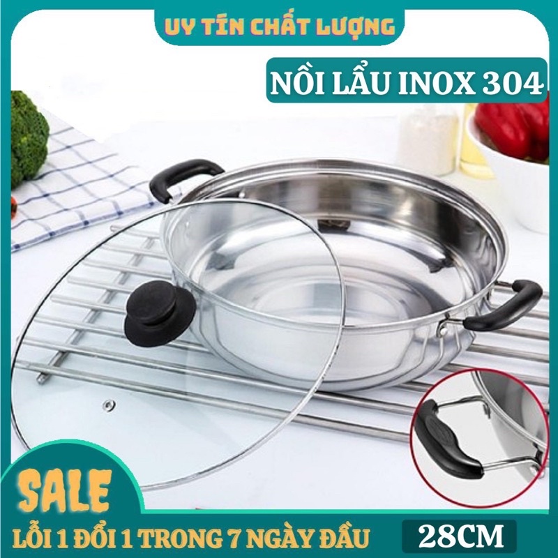 NỒI LẨU INOX NẮP KÍNH SIZE 28CM