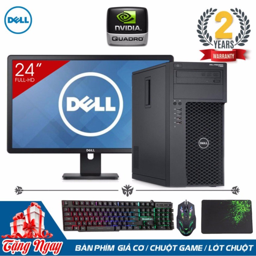 Máy tính chuyên Đồ Họa Dell Precision T1650(Xeon E3-1225,Ram 12GB,SSD 120GB,HDD 1TB,VGA Quadro 600 )Màn hình Dell 24inch | BigBuy360 - bigbuy360.vn