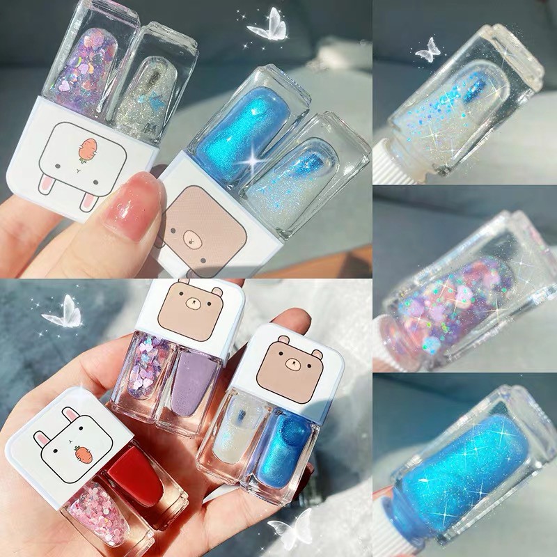 Set 2 sơn móng tay MAXFINE nhiều màu xinh xắn trẻ trung cute bền màu Water Base Nail Polish MAXF02