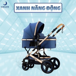 Xe đẩy CHILUX V1 6, CHILUX, xe đẩy đa năng cho bé CHILUX nhiều chế độ tiện dụng, sang trọng màu NÂU ĐỒNG