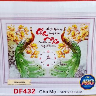 Tranh đính đá cha mẹ mẫu mới kt 75*50 cm