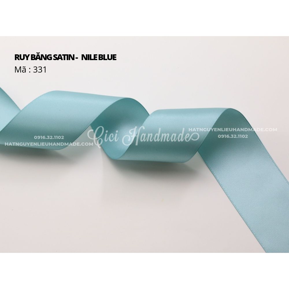 Cuộn 5M Ruy băng Satin 2 mặt màu xanh blue - link 3/9 Cici Handmade ruyban gấm hoa lụa ruyban ribbon satin