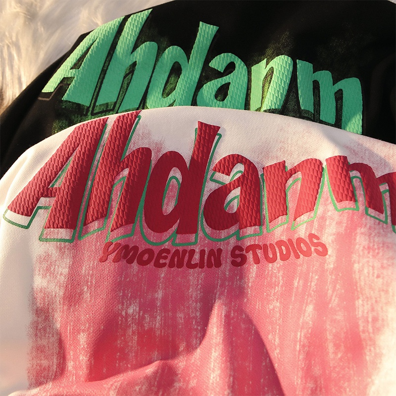 Áo sweatshirt ZHELIHANGFEI tay dài cổ tròn dáng rộng in họa tiết chữ cái thời trang trẻ trung